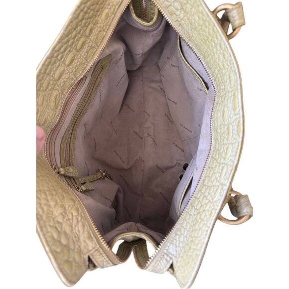 Brahmin Elouise Womens Chartreuse Croc Embossed Leather Shoulder Bag Satchel - Picture 12 of 16